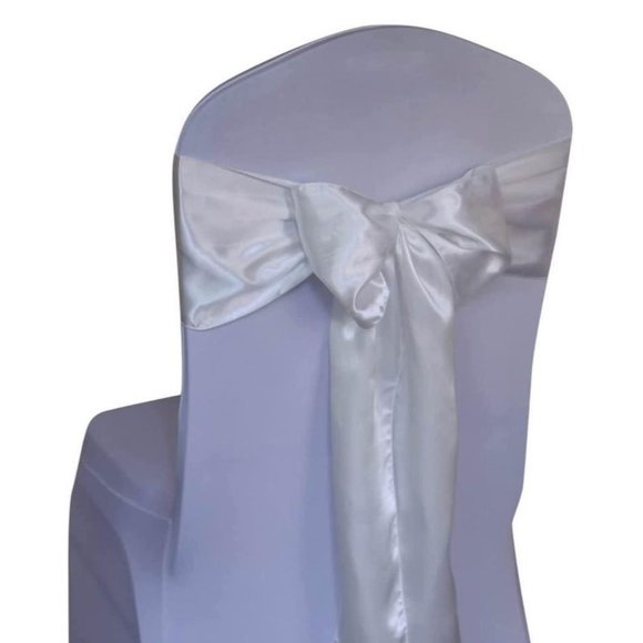 50 count | Ivory Satin Chair Sashes Wedding Party Dining Banquet Bows Ties ~ New - Picture 1 of 4